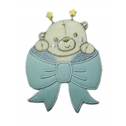 Marbet Iron-on Patch - Light Blue Bowl with Teddy Bear